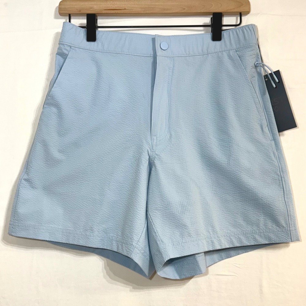 VRST Mens Seersucker Golf Shorts Faded Blue Size S 6" Inseam Resort Short NEW
